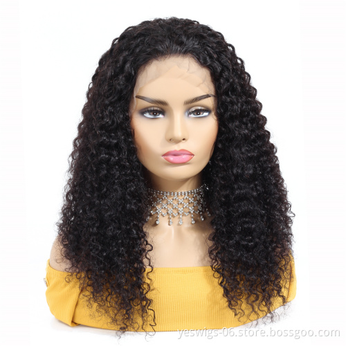 Hot Selling 6~36 inch 150% Density Human Hair wig Lace Front Indian Hair Natural Color Wigs with Kinky Curly Wave